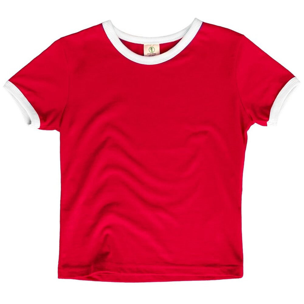 Ringer T Shirt Girls Teens Fitted Vintage Tshirt 70s 80s Retro Tee Red-White
